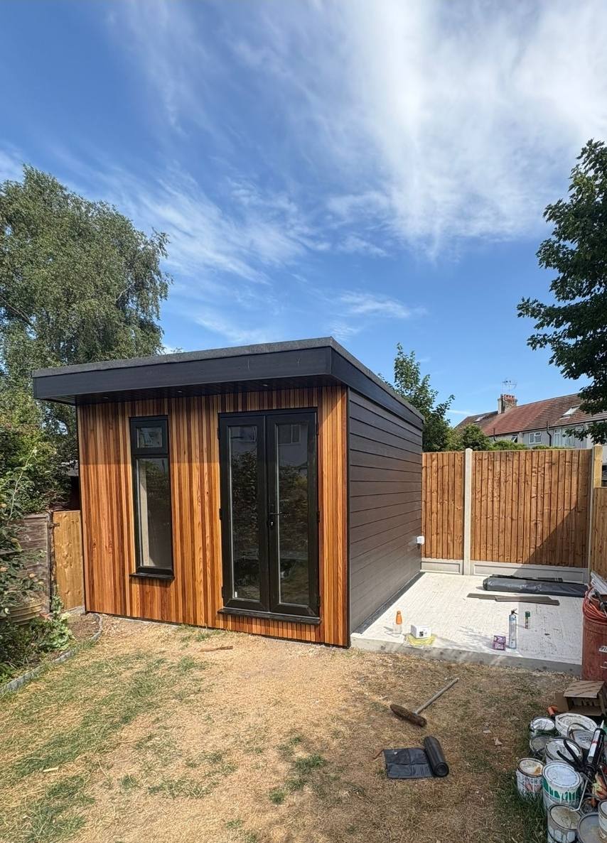 Bespoke garden room with cedar cladding built by SGS Carpentry Essex