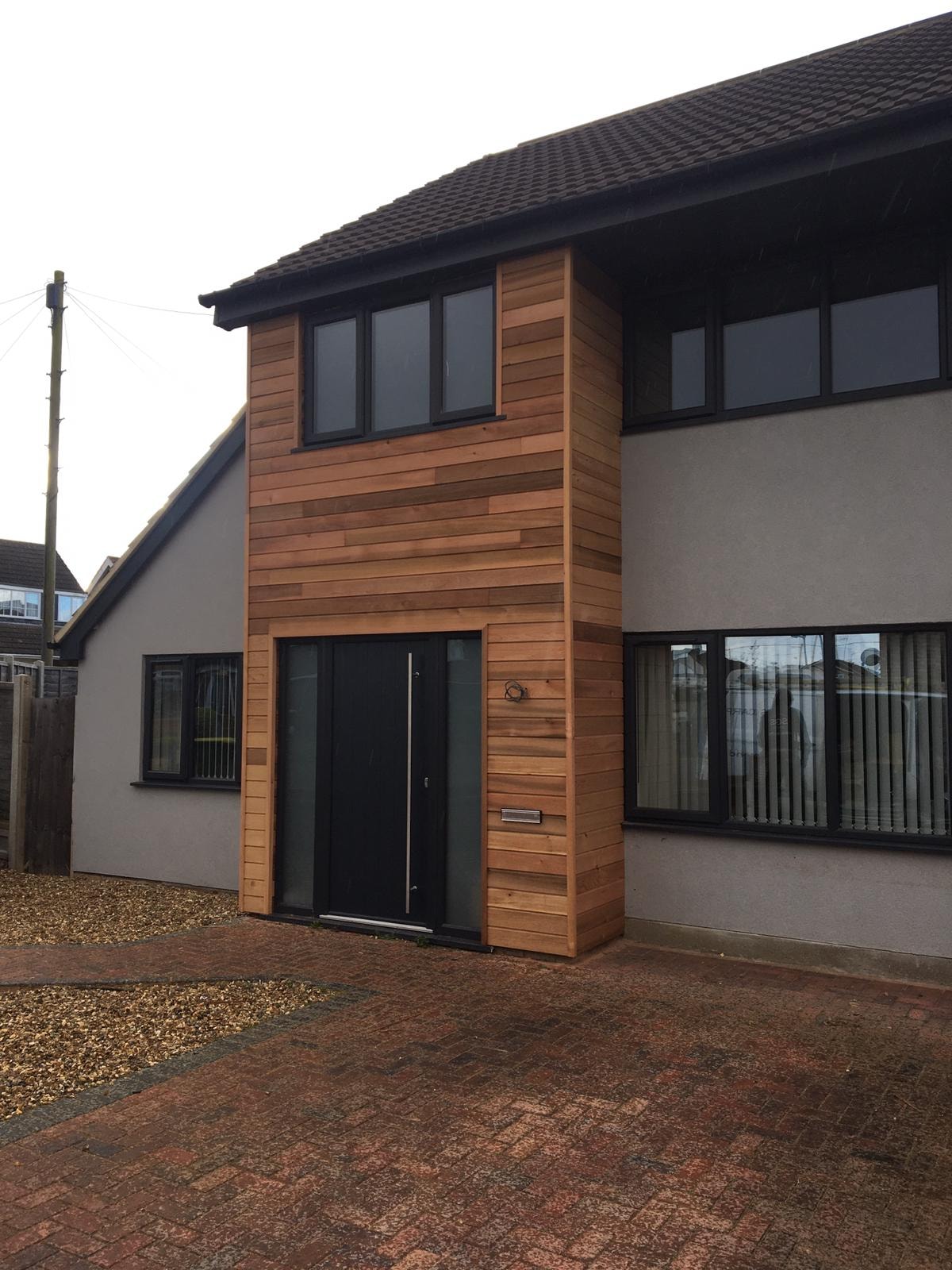 Cedar cladding on house exterior