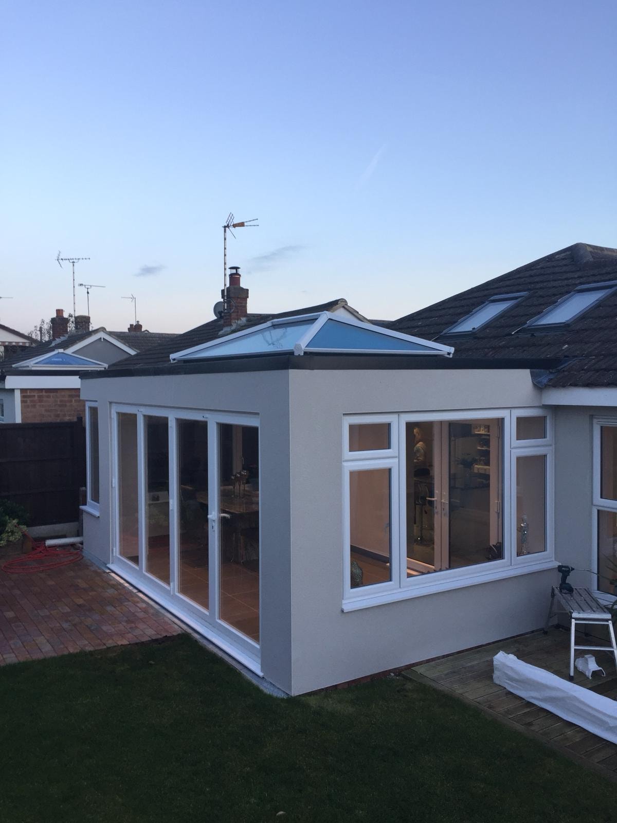 Orangery extension with lantern roof and bifold doors